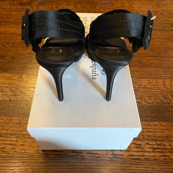 Pedro Garcia Black Satin Textile Heels Size 9 - Picture 3 of 9